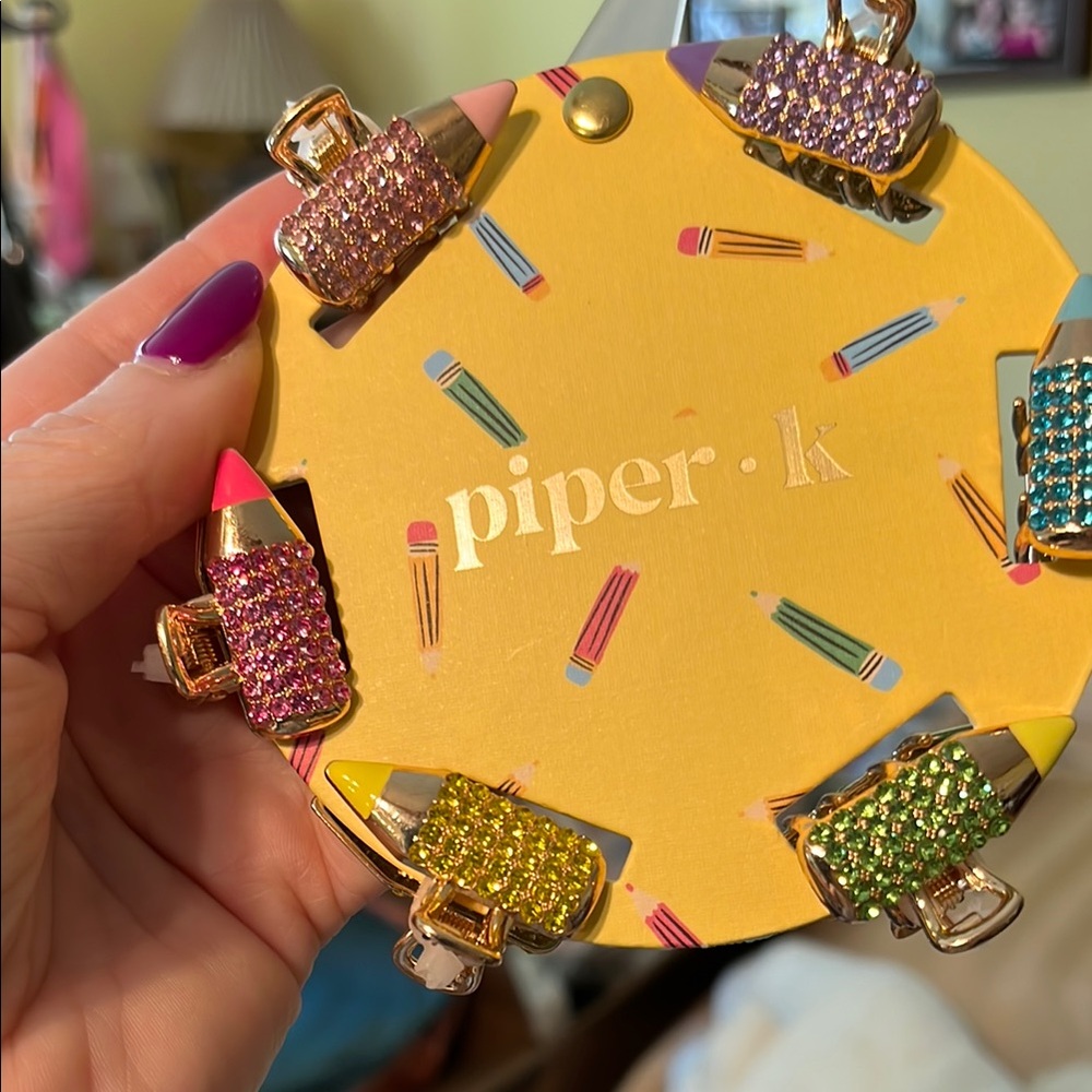 NWT Piper K Glitter Rhinestone Pencil Hair Clips 6 individual colors 6 pieces - Picture 6 of 6